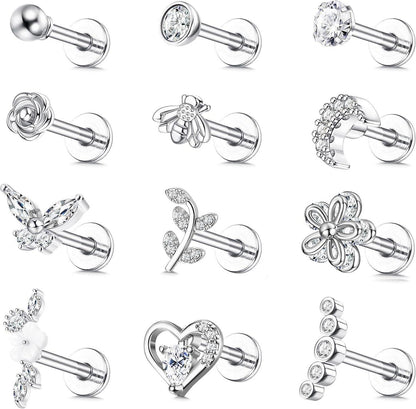 Tragus Helix Piercing Ohrringe Set Piercing Ohr Zirkonia Knorpel