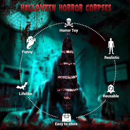 Halloween Leichensack Set Aufblasbare Puppe Warnband Luftpumpe