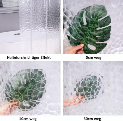 Duschvorhang Durchsichtig 180x190cm mit Magneten Antischimmel Wasserdicht 12 Haken