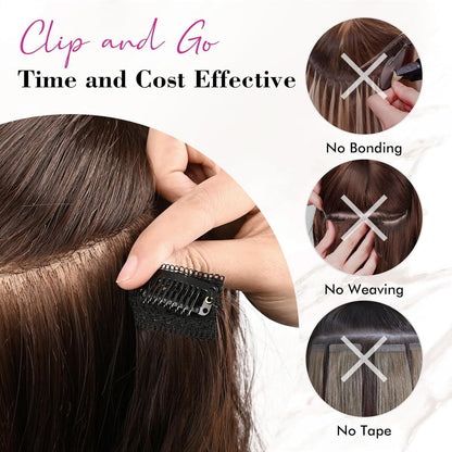 Lange Strandwellen Haarverlängerung mit Clips - Schwarz 60cm
