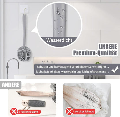Peeling Badeschwamm mit Rückenbürste und 42cm Griff