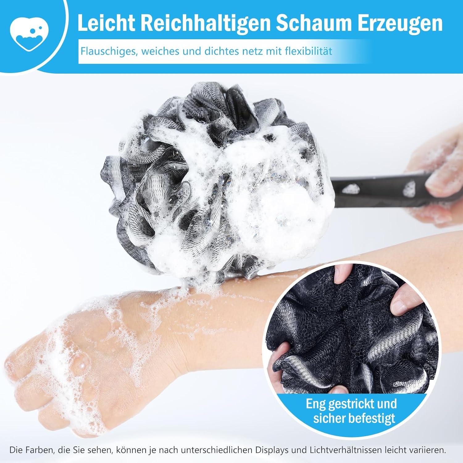 Duschschwamm Set mit 42cm Rückenbürste und Luffa-Schwamm