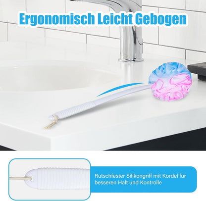 Badeschwamm Duschschwamm Set Peeling Schwamm Rückenbürste 42cm Anti-Rutsch weiß Blau Rosa