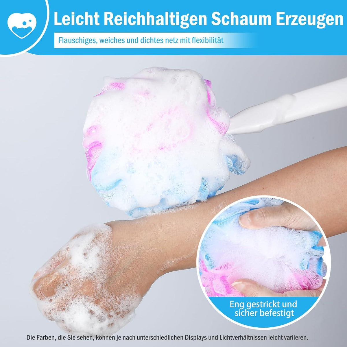 Badeschwamm Duschschwamm Set Peeling Schwamm Rückenbürste 42cm