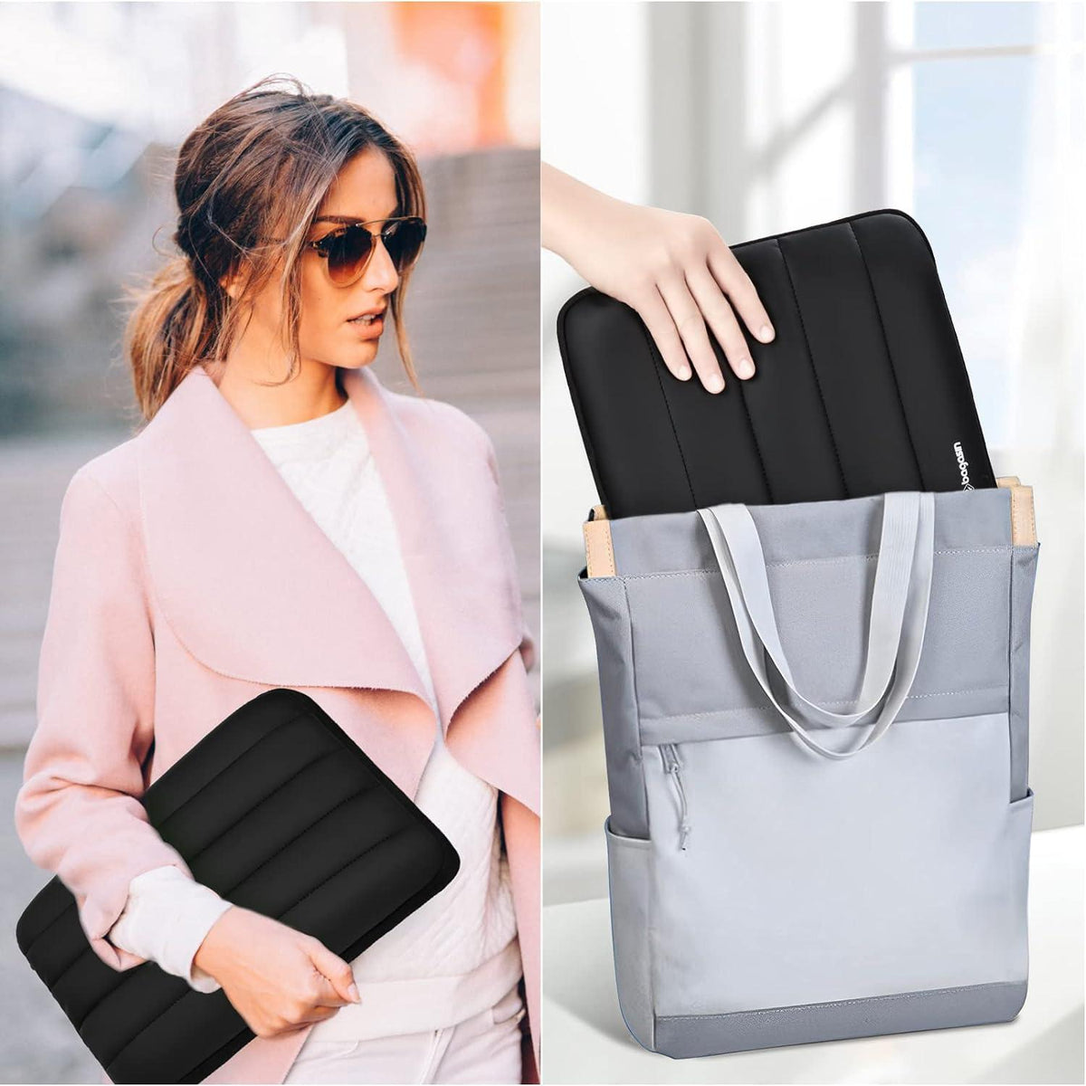 Laptop Hülle 15-16 Zoll Wasserdicht Schutzhülle Sleeve 4-lagig Schwarz