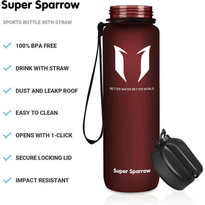 Super Sparrow Trinkflasche mit Strohhalm - Ideale
