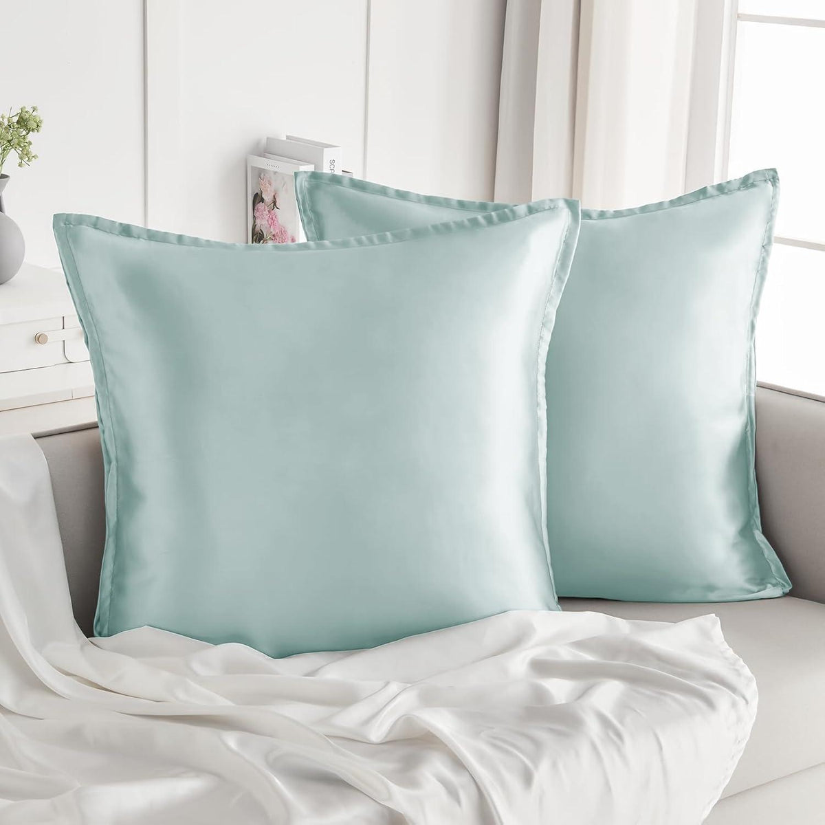 Satin Kissenbezug 80x80 2er Set Weich Silk Pillowcase