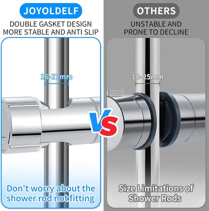Joyoldelf Universal Handbrause Halterung verstellbar 360° drehbar für Slide Bar 16-27 mm Außen Durchmesser ABS Grade Kunststoff Verchromt