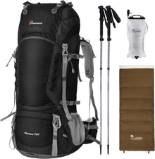 Trekkingrucksack 80L mit Trinkblase Wanderstöcke Schlafsack Outdoor