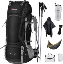 Trekkingrucksack 80L mit Trinkblase Wanderstöcke Hängematten Outdoor