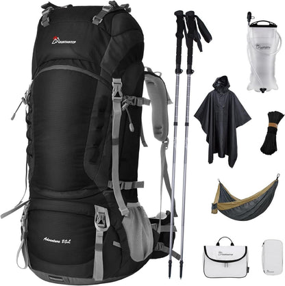 Trekkingrucksack 80L mit Trinkblase Wanderstöcke Hängematten Outdoor