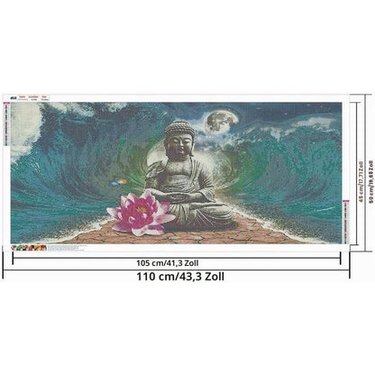 Diamantmalerei Buddha Landschaft mit Wasserfall & Orchideen xxl