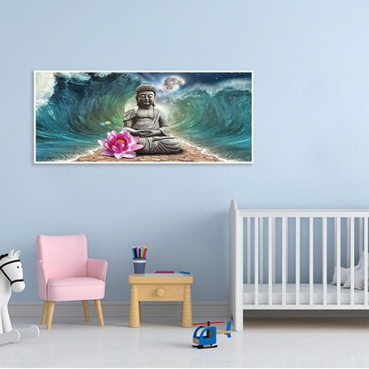 Diamantmalerei Buddha Landschaft mit Wasserfall & Orchideen xxl