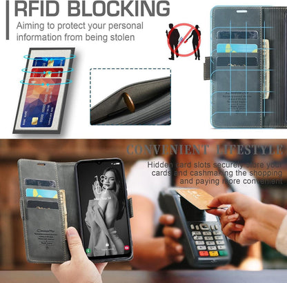 Samsung Galaxy A14 5G/4G Hülle Leder RFID Flip Case Grau