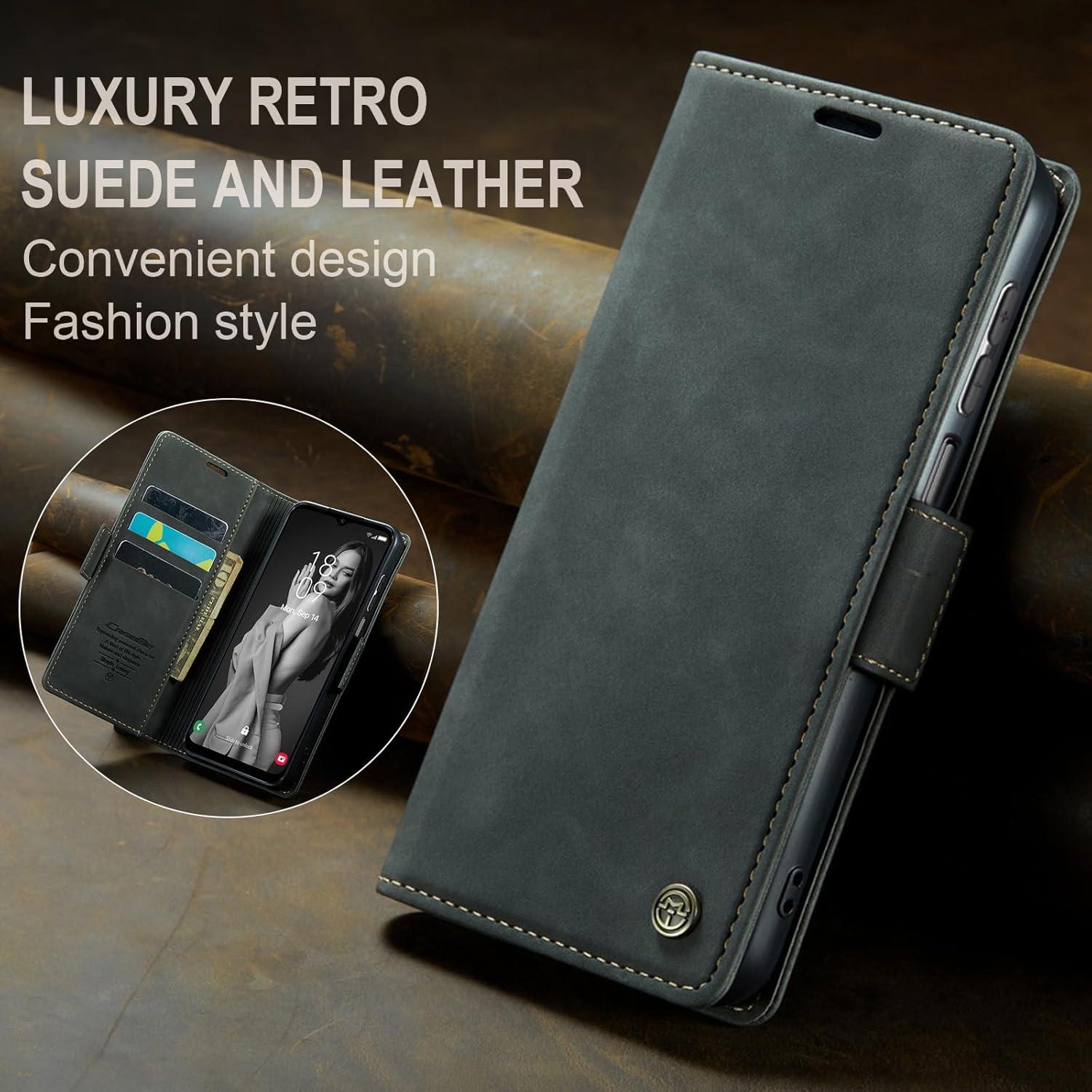 Handyhülle Samsung Galaxy A14 5G/4G Leder RFID Flip Case Grau