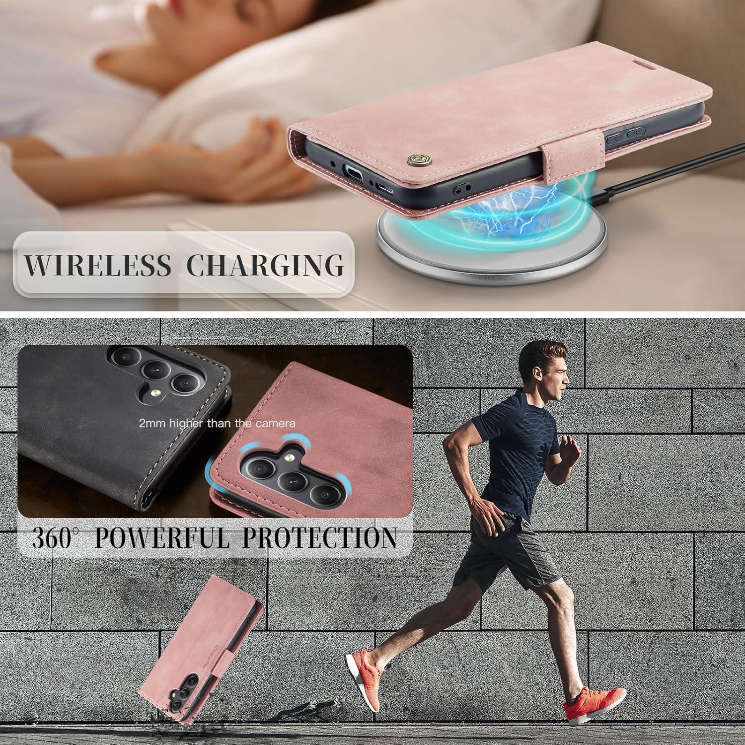 Handyhülle Samsung Galaxy A34 5G Premium Leder RFID Rosa