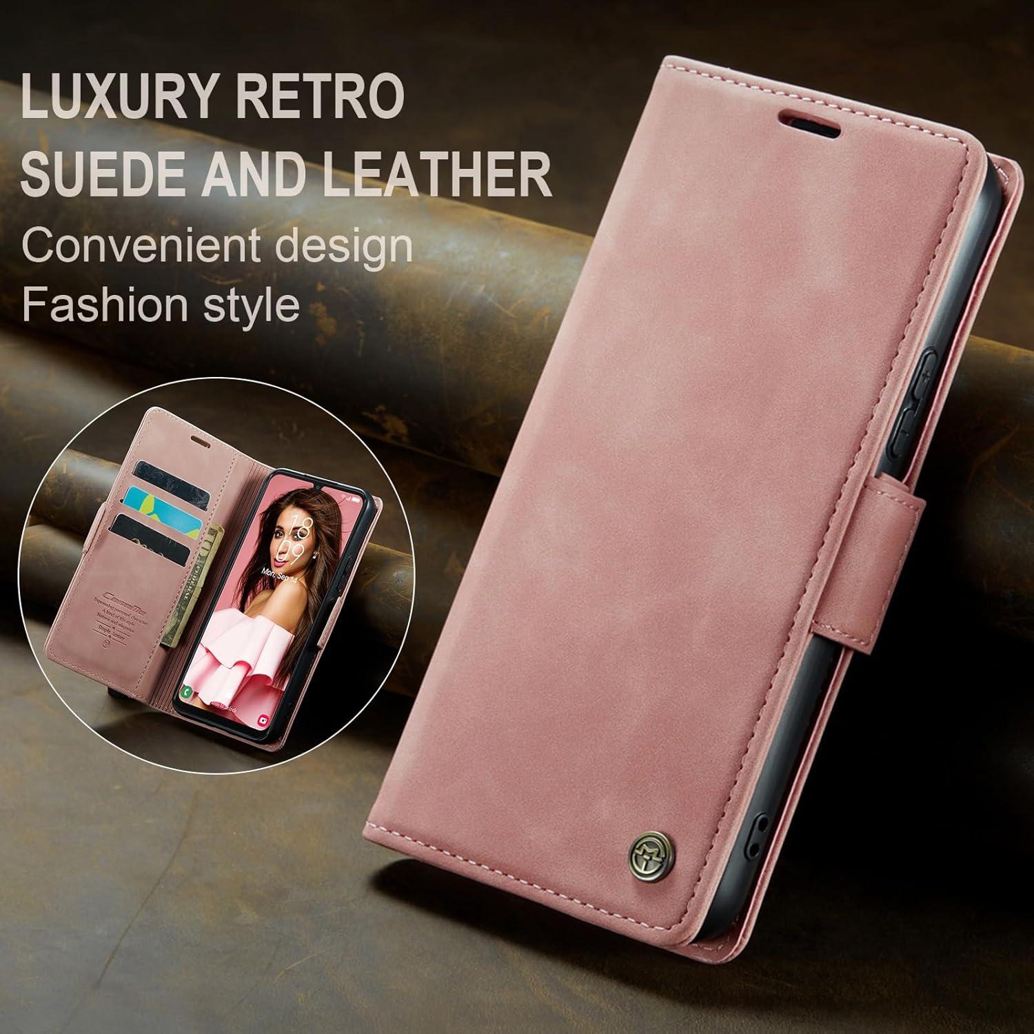 Handyhülle Samsung Galaxy A34 5G Premium Leder RFID Flip Case Rosa
