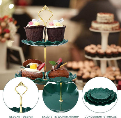 3-stöckiger Cupcake-Ständer Dunkelgrün Kunststoff Kuchenständer