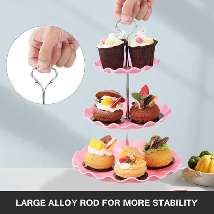 3-stöckiger Cupcake Kuchenständer Dessert Display Servierplatte Blume Rose