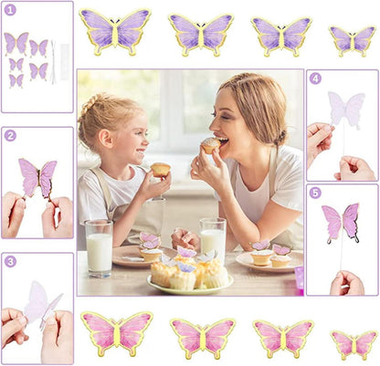 22 Stück Tortendeko Geburtstag Schmetterlinge Kuchen Deko Cake Topper