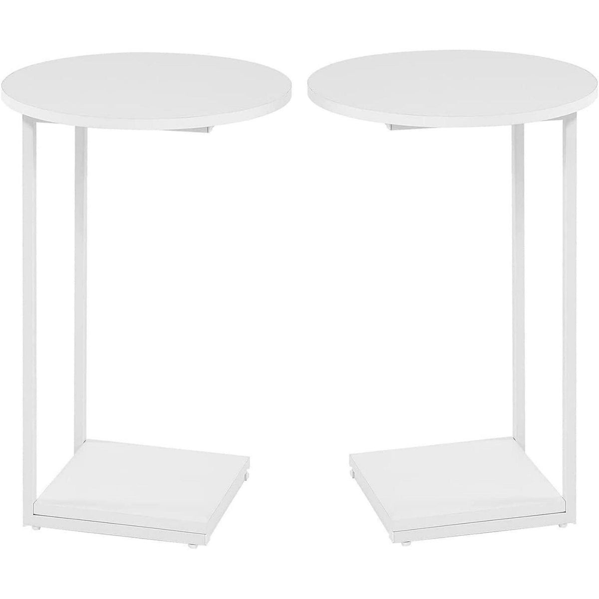C-förmiger Beistelltisch 2er Set, rund, weiß, 40x40x60cm