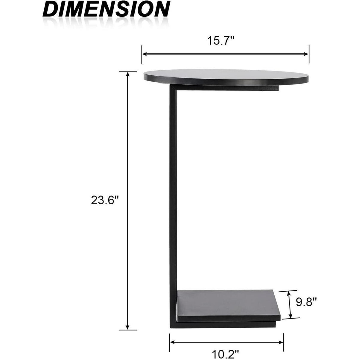 HDANI C-Tisch 2er Set, runder Couchtisch mit Holzplatte, 40x40x60cm, Schwarz