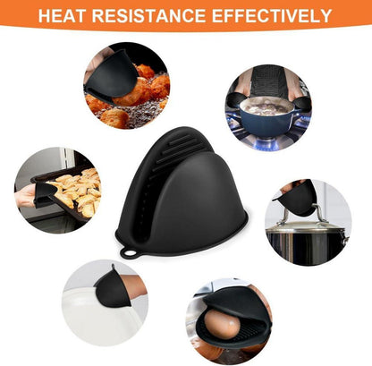 Silikon Ofenhandschuhe Hitzebeständig Mini Topflappen BBQ Schwarz