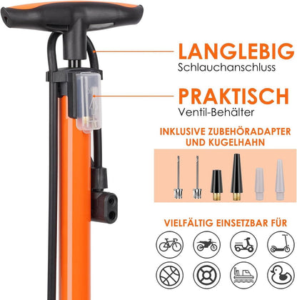 Fahrradpumpe 11Bar Hochdruck Standpumpe für Fahrrad, E Bike, Mountainbike