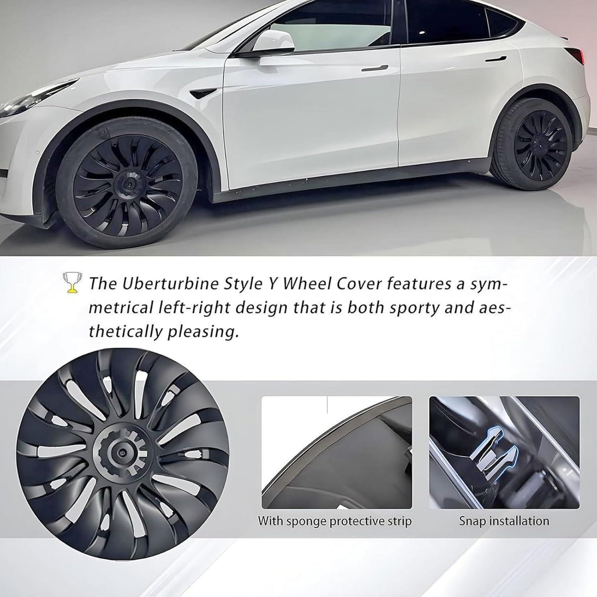 Radabdeckung Tesla Model Y 19 Zoll Matt Schwarz (4-TLG)