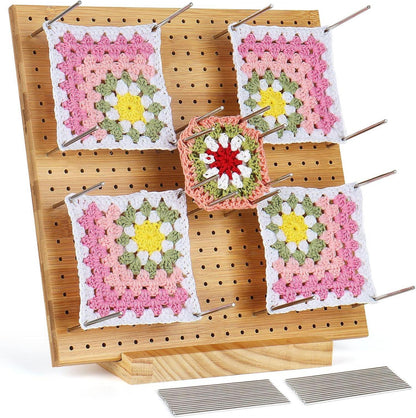 Großes Bambus Blocking Board für Granny Squares, 30 Stifte