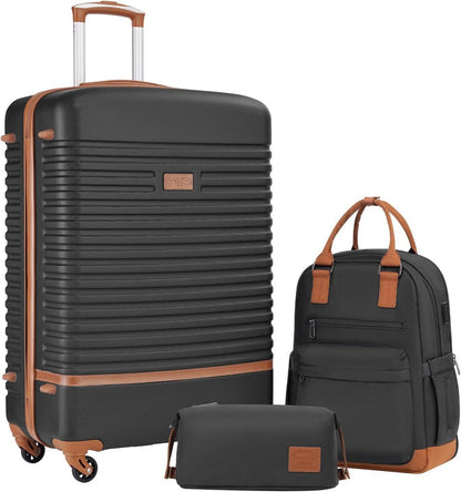 COOLIFE ABS Hartschalen Koffer Set 3tlg Schwarz/Braun