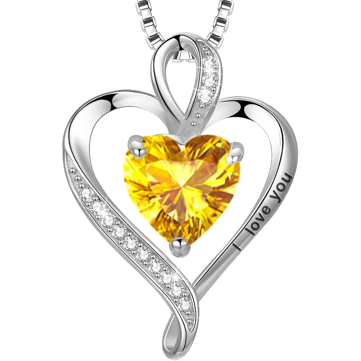 Silber Herz Kette Damen "I love you" Gravur & Unendlichkeitszeichen