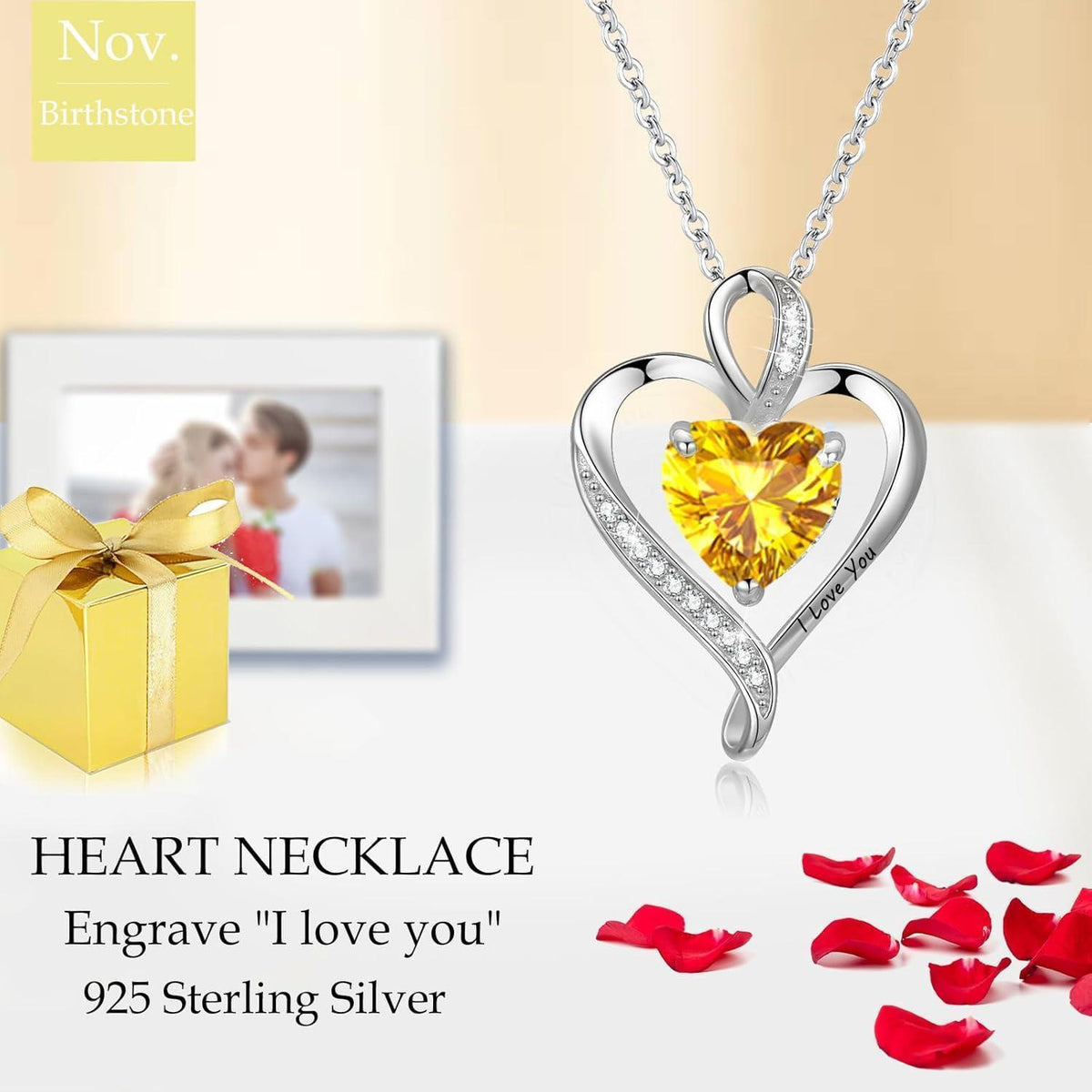 Silber Herz Kette Damen "I love you" Gravur & Unendlichkeitszeichen