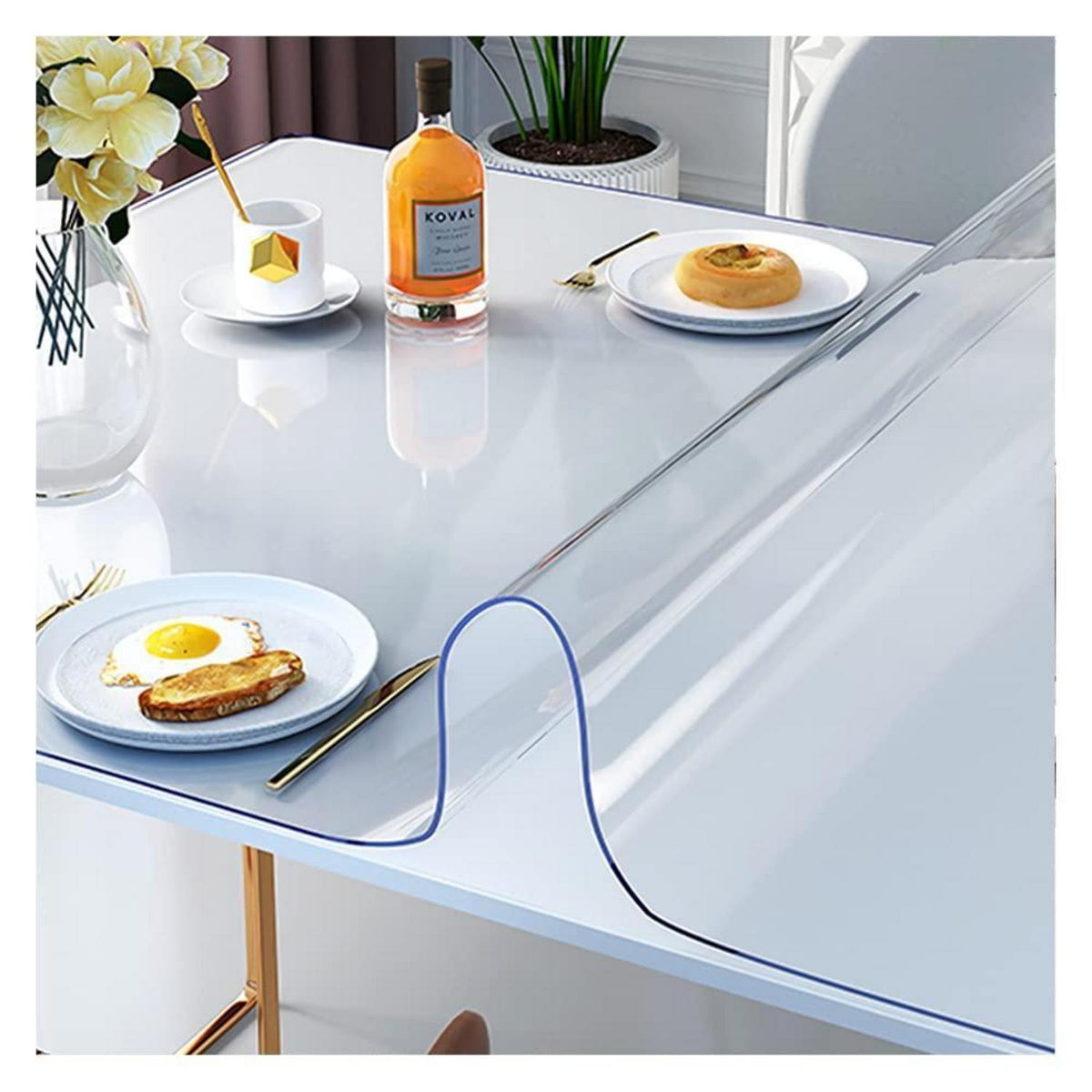 Transparente Tischdecke PVC 2mm – 140x80 cm, abwischbar