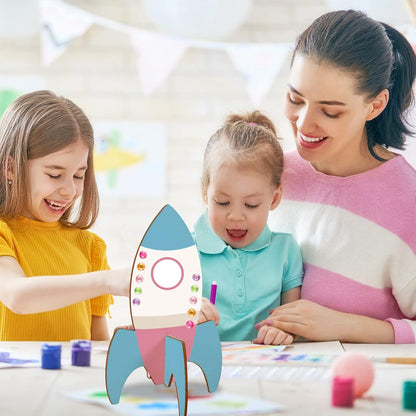 12er Raketen Holz Bastelset für Kinder DIY bemalen Mädchen Jungen