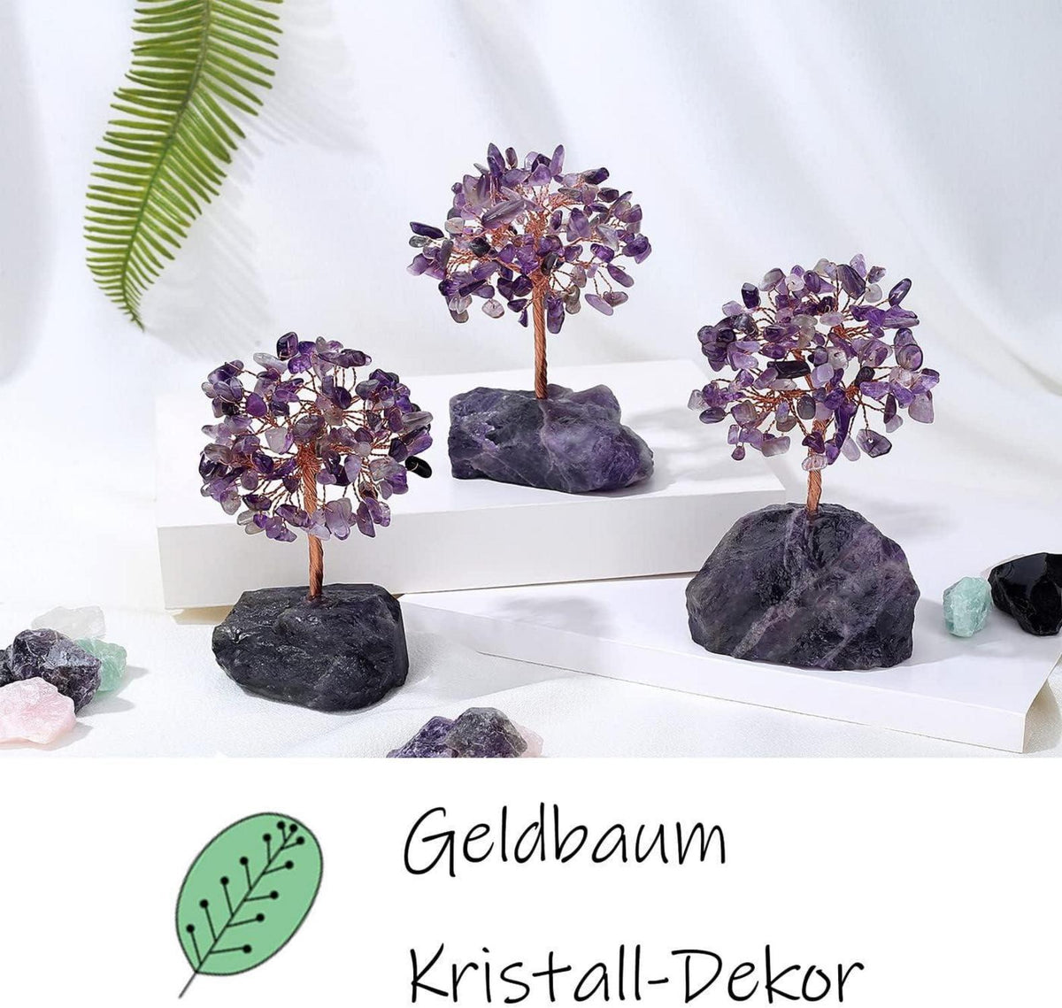 Amethyst Kristallbaum mit Naturstein Basis - Deko Tree of Life