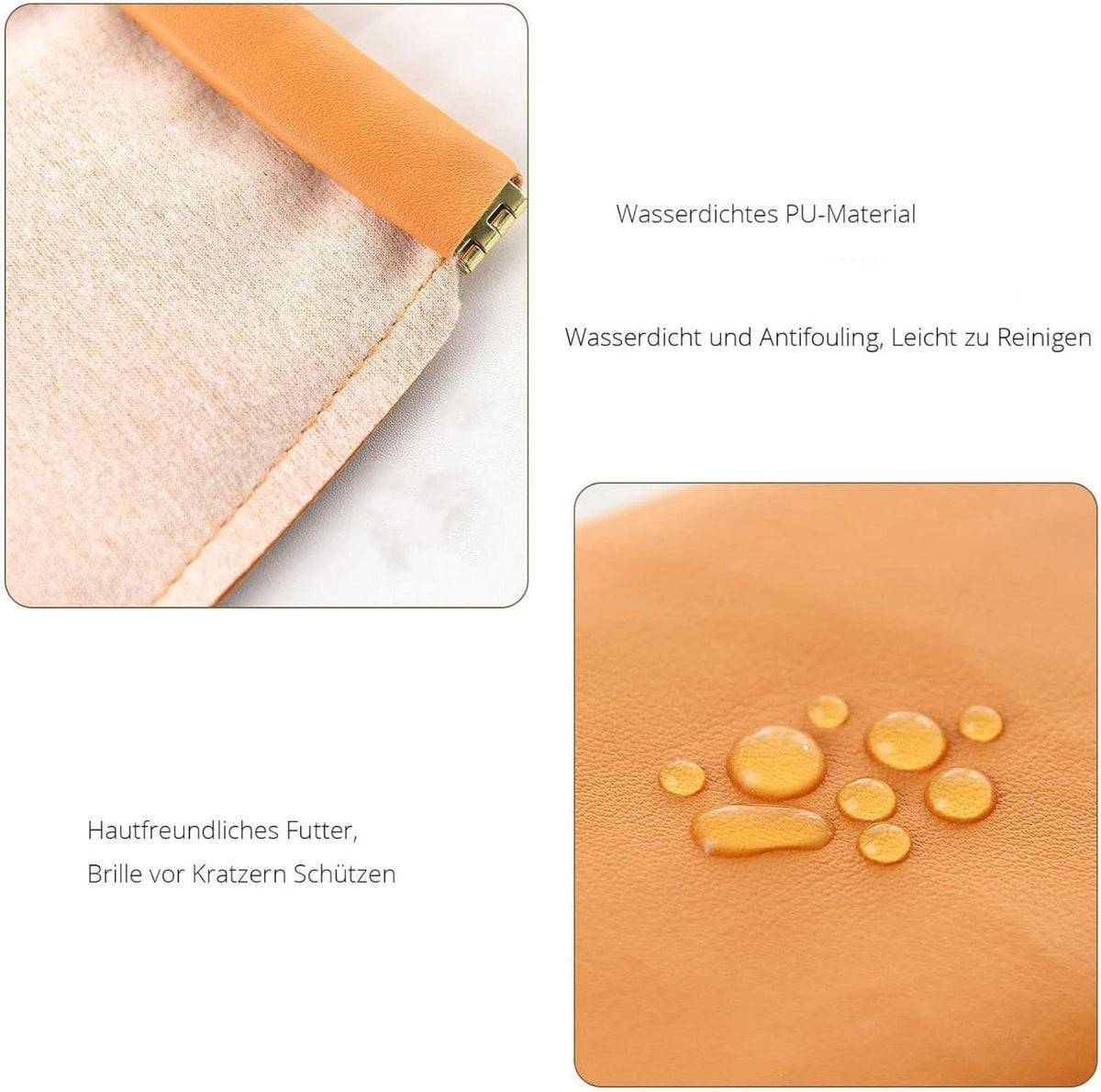 4er Set Brillenetui, Weiches PU Leder, Damen Sonnenbrillen Etui, Wasserdicht & Tragbar