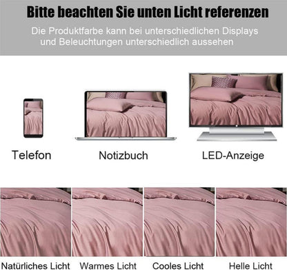 Bettwäsche 220x240 Rosa Mikrofaser bügelfrei knitterfrei Bettbezug