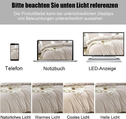 Bettwäsche Set 140x200 Beige Mikrofaser bügelfrei knitterfrei Kissenbezug