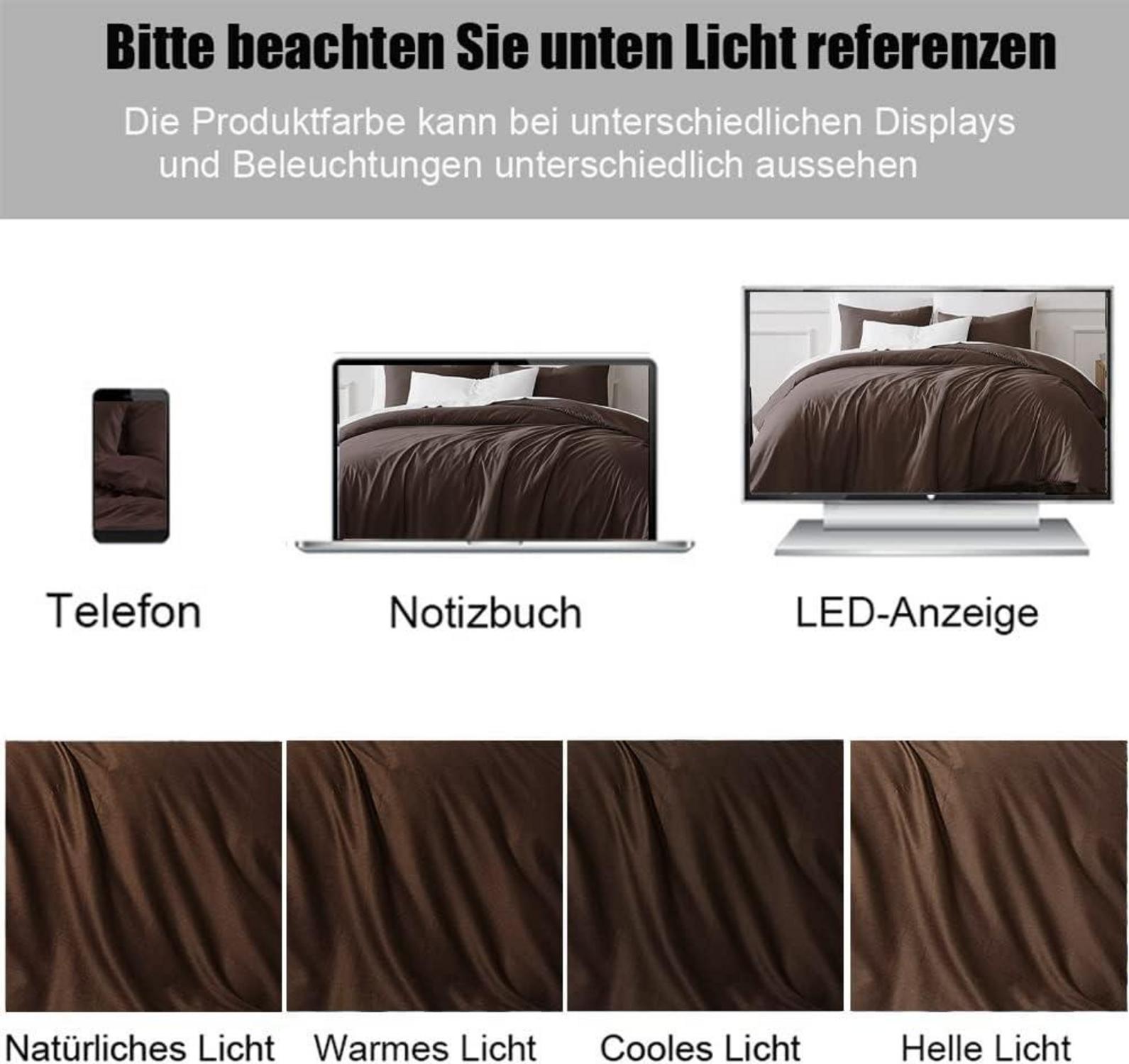 Bettwäsche 200x220 Braun weich knitterfrei Reißverschluss 2er-Set