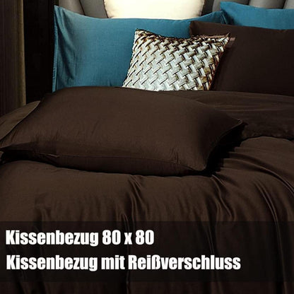 Braune Bettwäsche Set 200x220 weich bügelfrei Reißverschluss 80x80cm