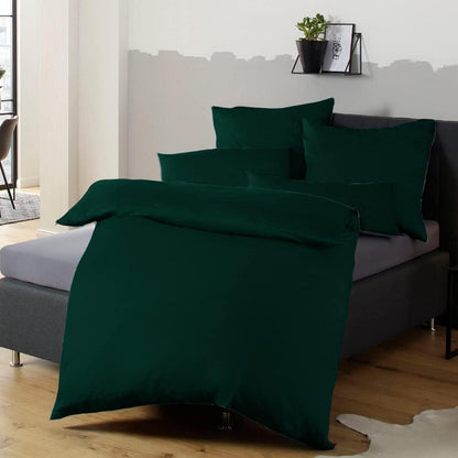 Bettwäsche 140x200 Mikrofaser Dunkelgrün Set Reißverschluss