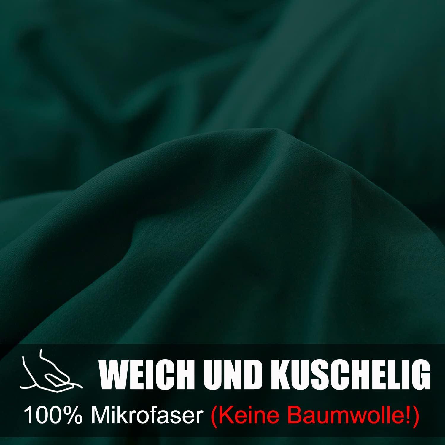 Soifox Bettwäsche 140x200 Dunkelgrün - Mikrofaser