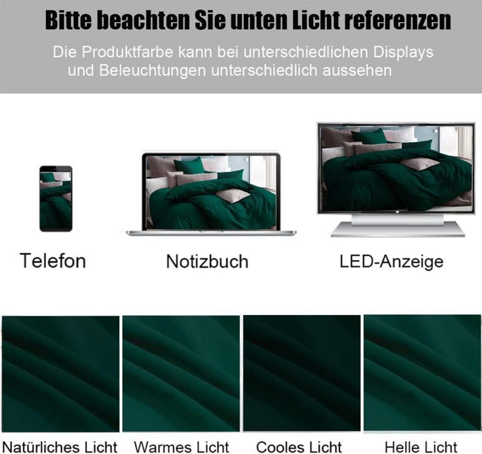 Bettwäsche Set 140x200cm Dunkelgrün Mikrofaser bügelfrei knitterfrei