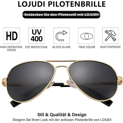 Pilotenbrille polarisiert mit UV400 Schutz – Gold / Grau