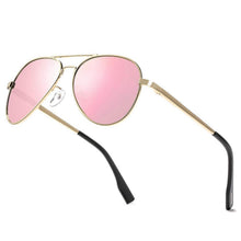 Pilotenbrille polarisiert, UV400 Schutz, Gold / Rosa Verspiegelt