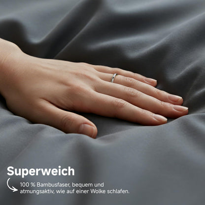 Bambus Bettwäsche-Set 220x240 cm Dunkelgrau, Seidig Weich & Kühl