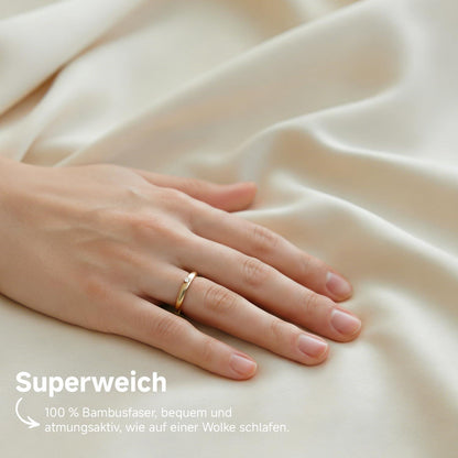 Bambus Bettwäsche-Set 220x240 cm, Beige – Seidig Weich & Kühl