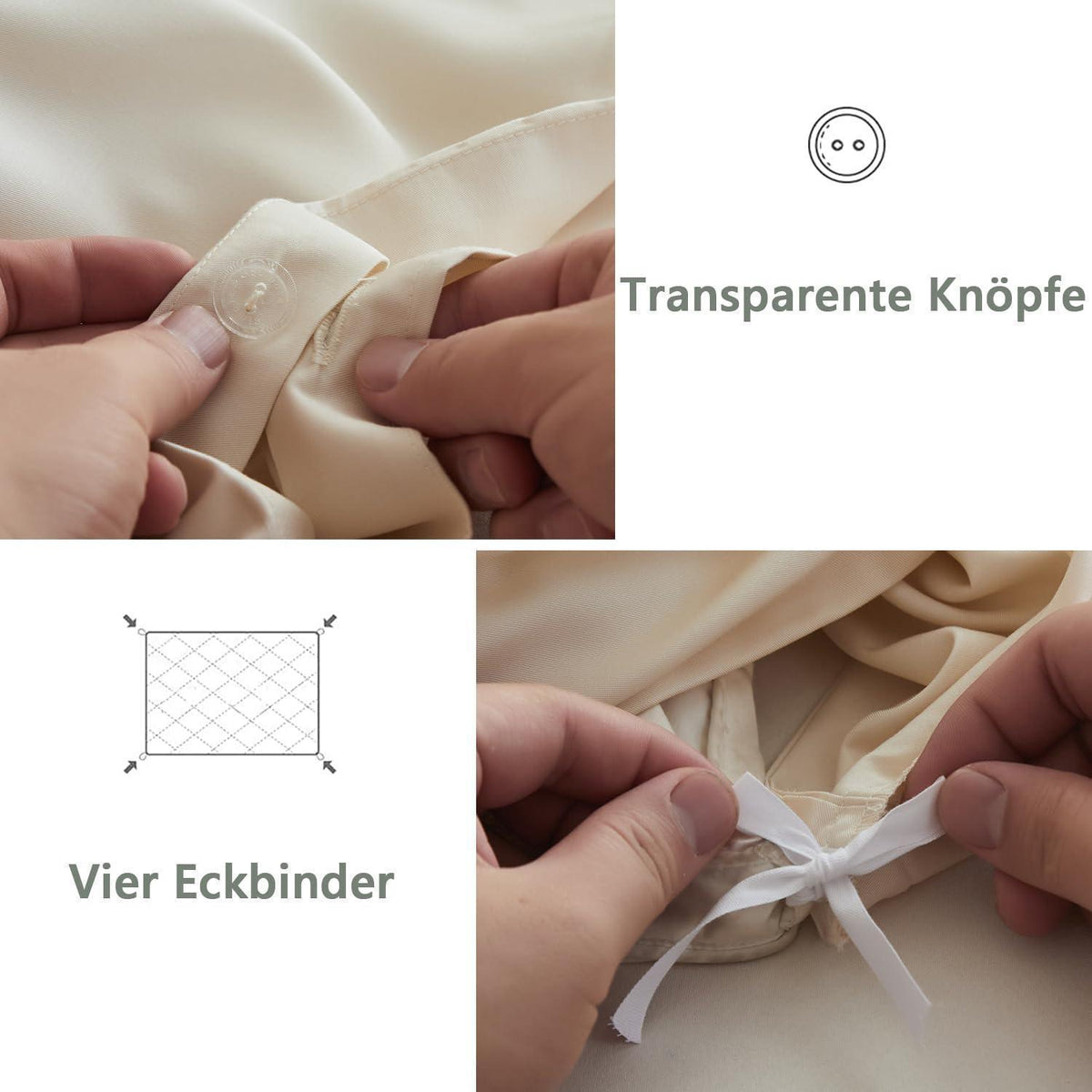 Bambus Bettwäsche-Set 220x240 cm, Beige – Seidig Weich & Kühl