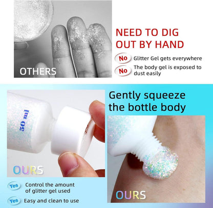 Prreal Body Glitter Gel 50ml Face & Body Sequin Gel Holographic Festival Makeup